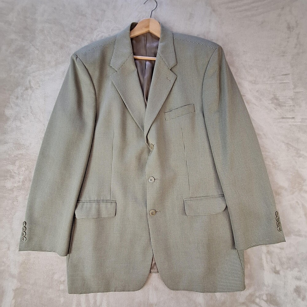 Kasper Sport Coat Mens 46 Long Brown Tweed Check Ventless 3 Button Jacket Formal